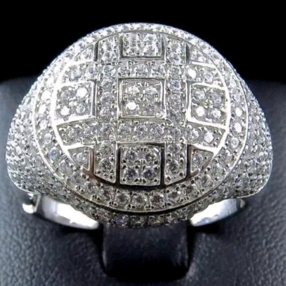 3Ct Round Lab-Created Diamond 14K White Gold Plated Pave Men's Pinky Ring Sz 11